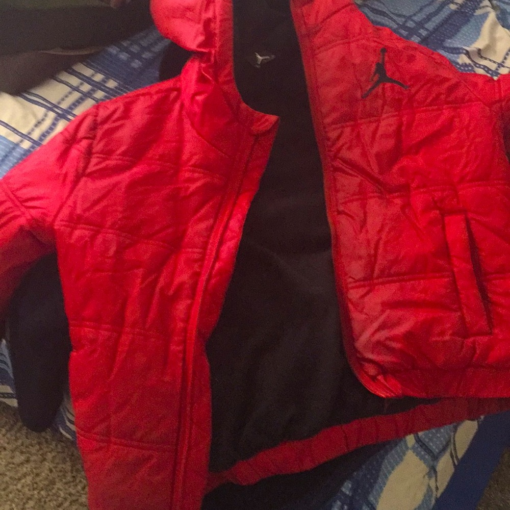 A red Jordan coat